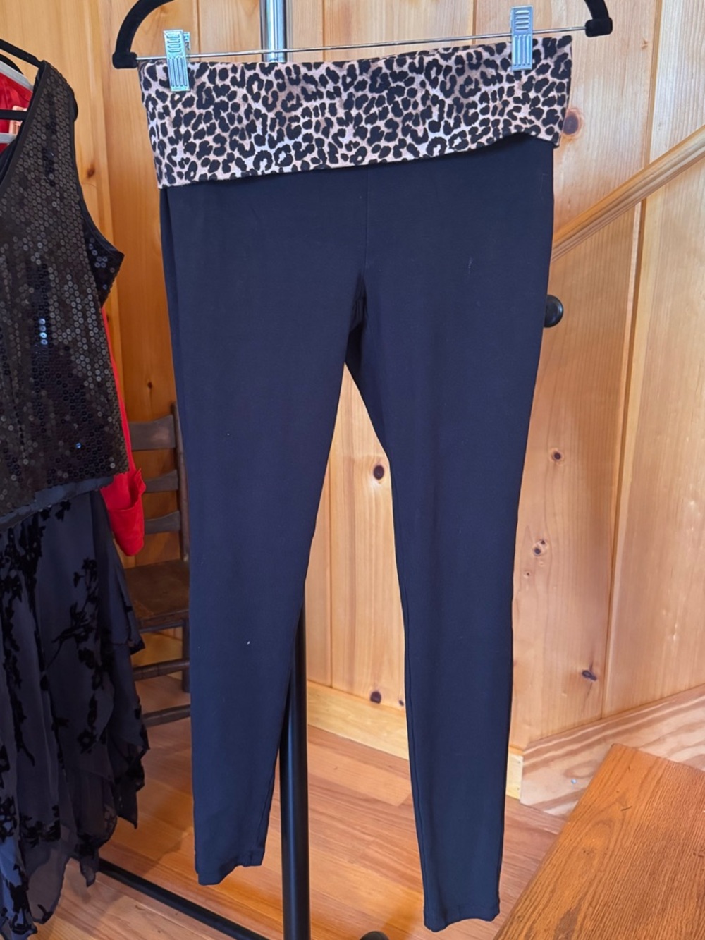 Excellent condition cheetah print foldover leggings medium